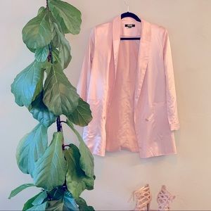 Pink Satin Oversized Blazer